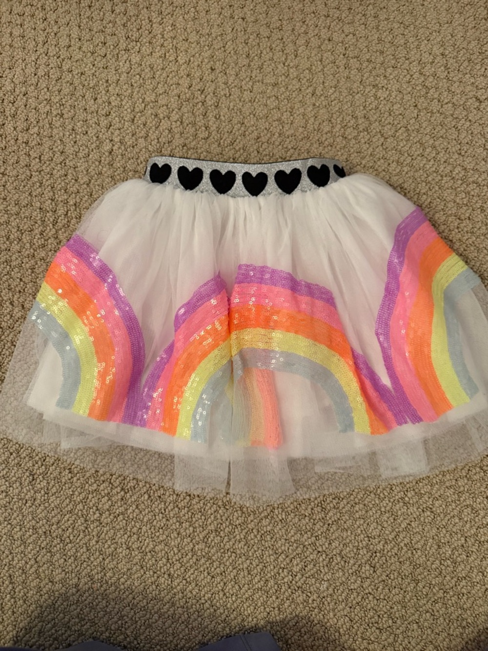 White Tulle Skirt with Rainbow Sequin Arches